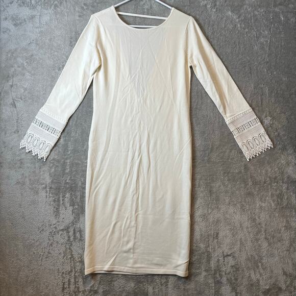 English Factory Women’s Ivory Lace V‎ Back Dress Size Small New - Picture 1 of 6